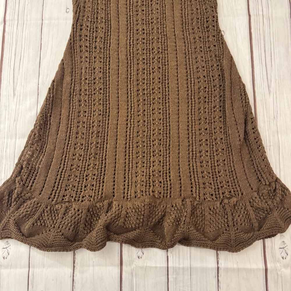 Zara Crochet Knit Mini Dress Brown Size Small Women's Sexy Summer‎ - Picture 11 of 13